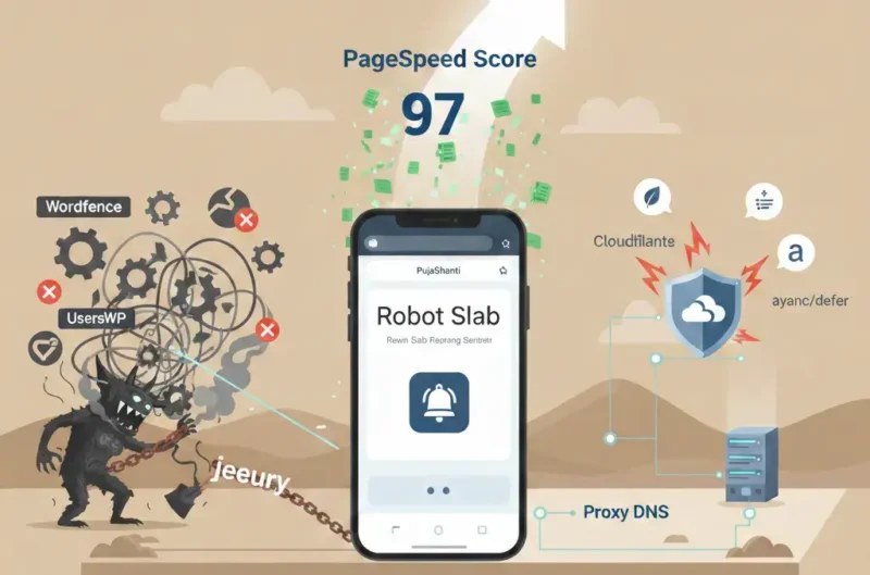 Skor performa 97 PageSpeed Tanpa Plugin Optimasi